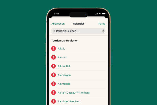 iOS Screen mit Regionen Vorschläge